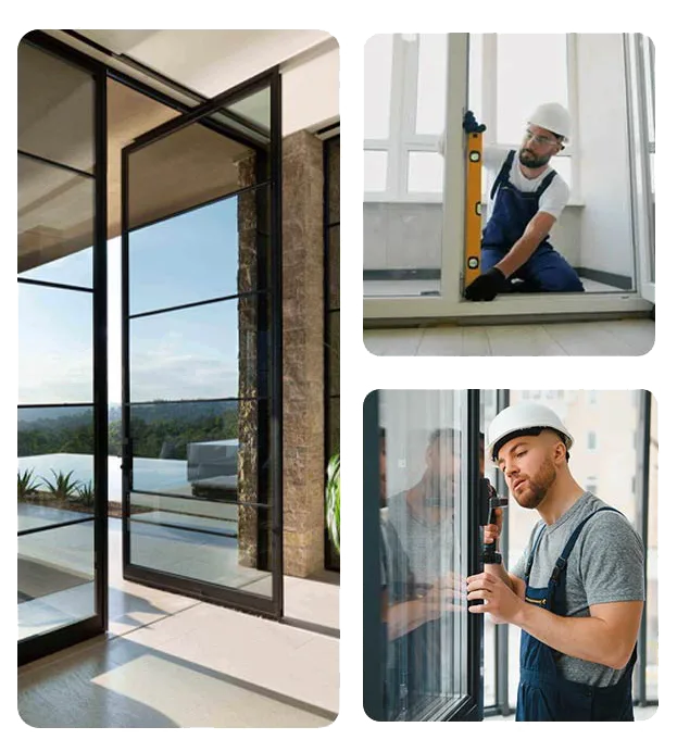 Glass door repair in Finchley - N3 - technician replacing toughened panel